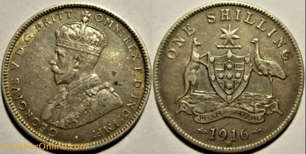 George V - One Shilling 1916 - Australia monnaies monde australie george v one shilling 1916 australia