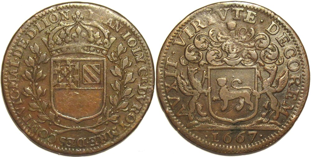 Ville de Dijon - Jeton 1667 - Jean Joly monnaies paranumismatique jetons poids ville de dijon jeton 1667 jean joly