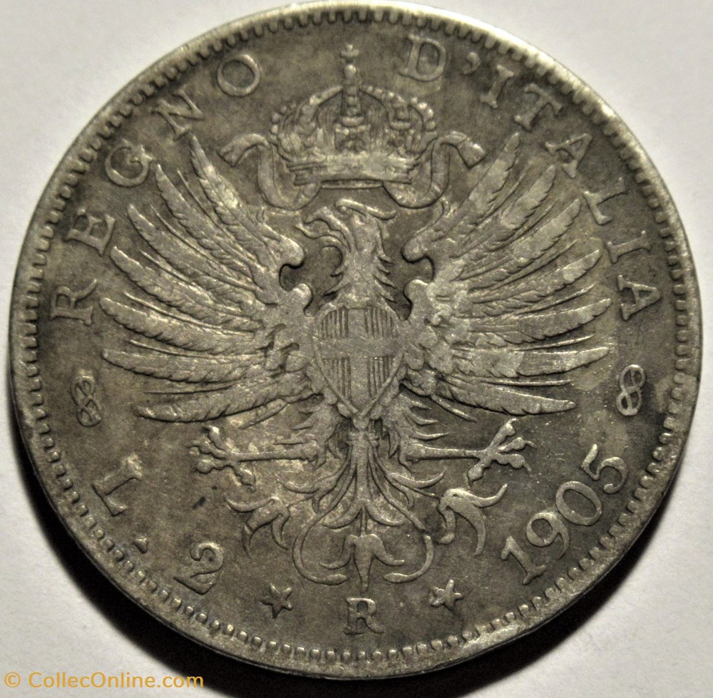 1905 Regno d'Italia, 2 Lire, Roma - Vittorio Emanuele III 3 monnaies monde italie 1905 regno italia 2 lire roma vittorio emanuele iii
