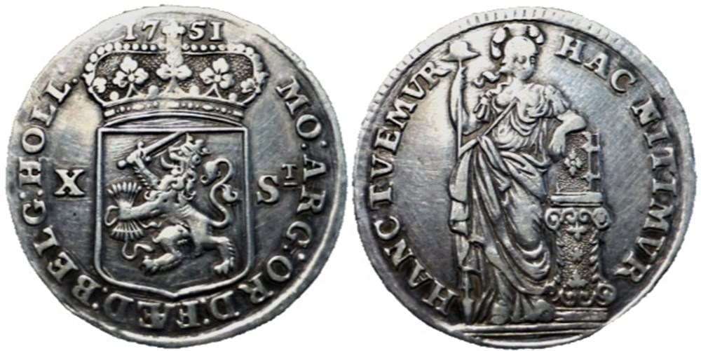 Dutch Republic - 10 Stuivers 1751 Province of Holland monnaies monde pays bas dutch republic 10 stuivers 1751 province of holland