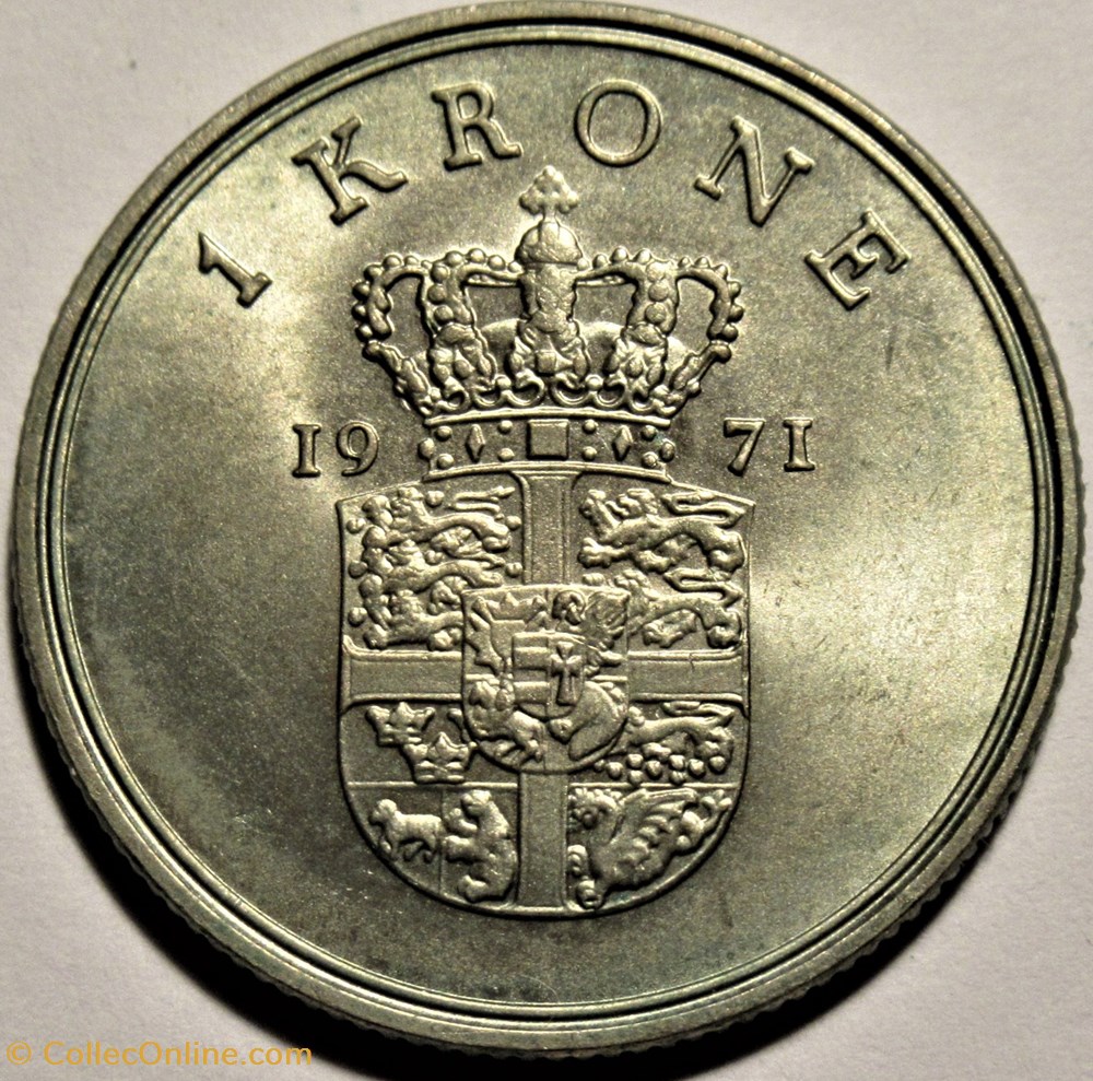 Frederik IX Denmark - 1 Krone 1971 monnaies monde danemark frederik ix denmark 1 krone 1971