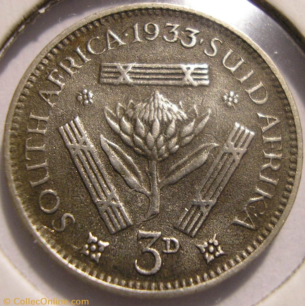 George V - 3 Pence 1933 - South Africa monnaies monde afrique du sud george v 3 pence 1933 south africa