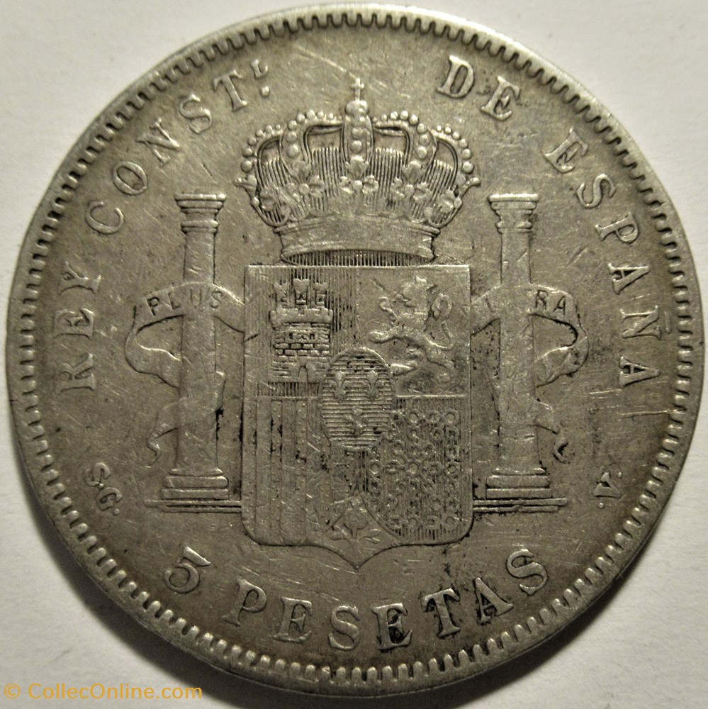 monnaies monde espagne 1898 5 pesetas alfonso xiii de espana
