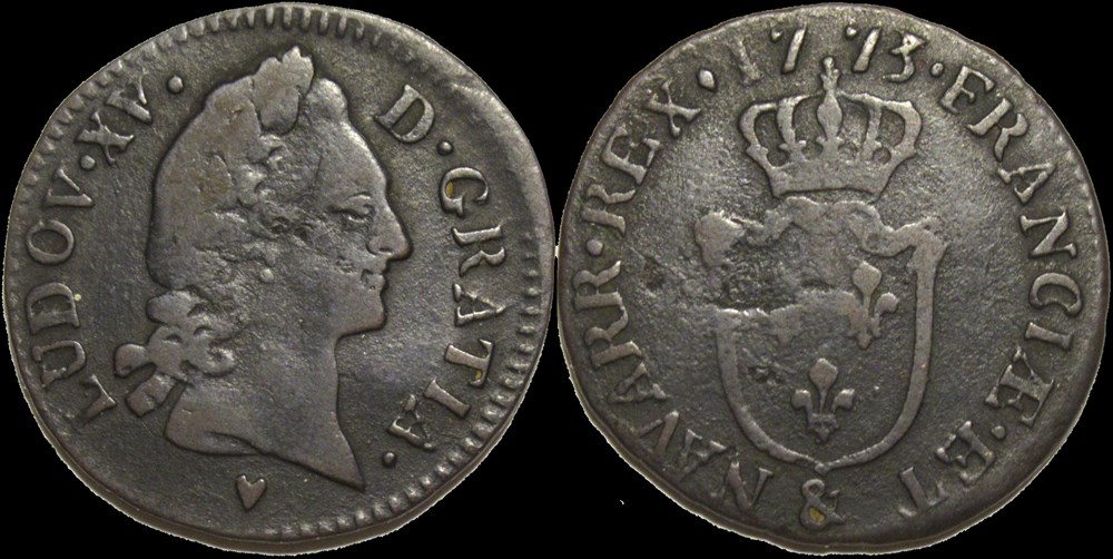 Louis XV - 1/2 Sol à l'écu d'Aix 1773 monnaies europe medievale france royales louis xv 1 2 sol a ecu aix 1773
