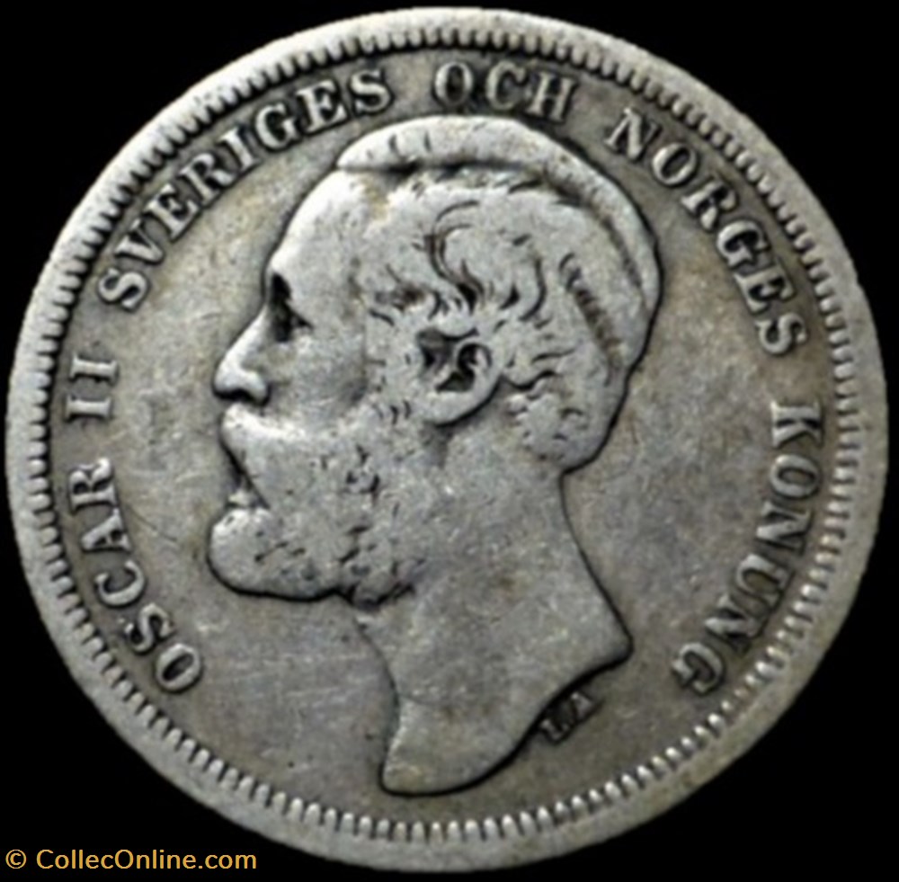 Sweden - Oskar II - 1 Krona 1889 monnaies monde suede sweden oskar ii 1 krona 1889