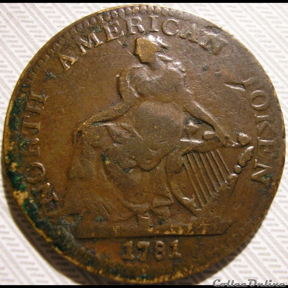 1781 HalfPenny, Commerce - North America Token 3 monnaie monde etat uni 1781 halfpenny commerce north america token