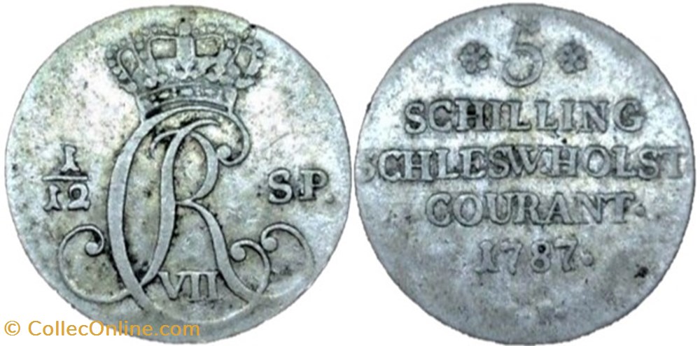 5 Schilling Courant 1787 - Duchies of Schleswig & Holstein, Christian VII of Denmark monnaies monde danemark 5 schilling courant 1787 duchies of schleswig holstein christian vii of denmark