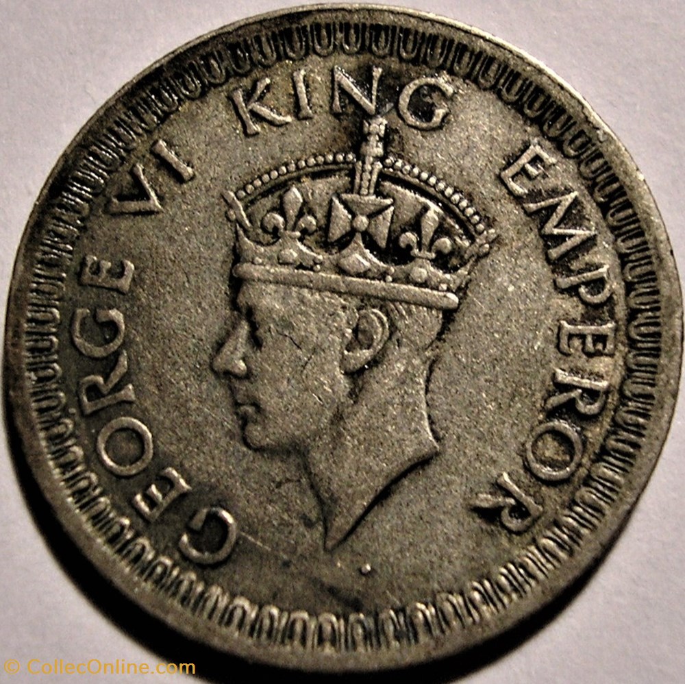 George VI - 1/4 Rupee 1943 Bombay - British India (ex.2) monnaies monde inde george vi 1 4 rupee 1943 bombay british india ex 2