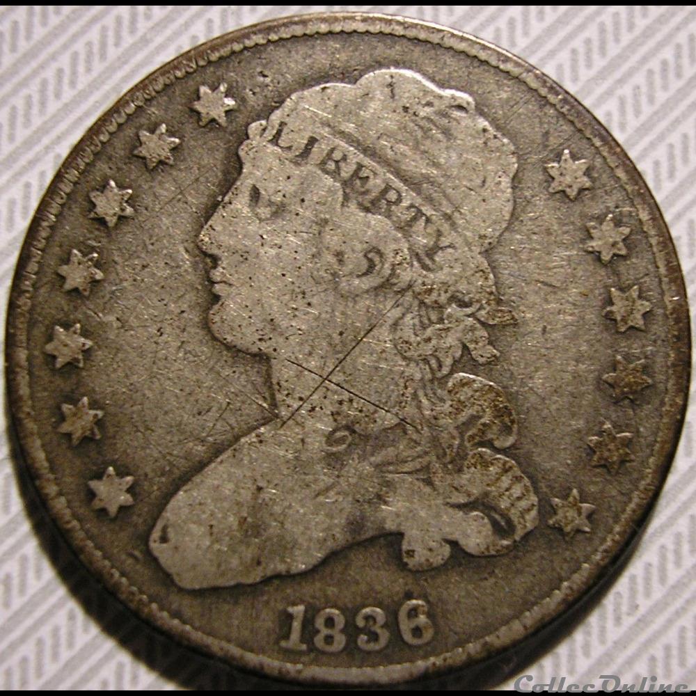 1836 Capped Bust 25 Cents monnaie monde etat uni 1836 capped bust 25 cents