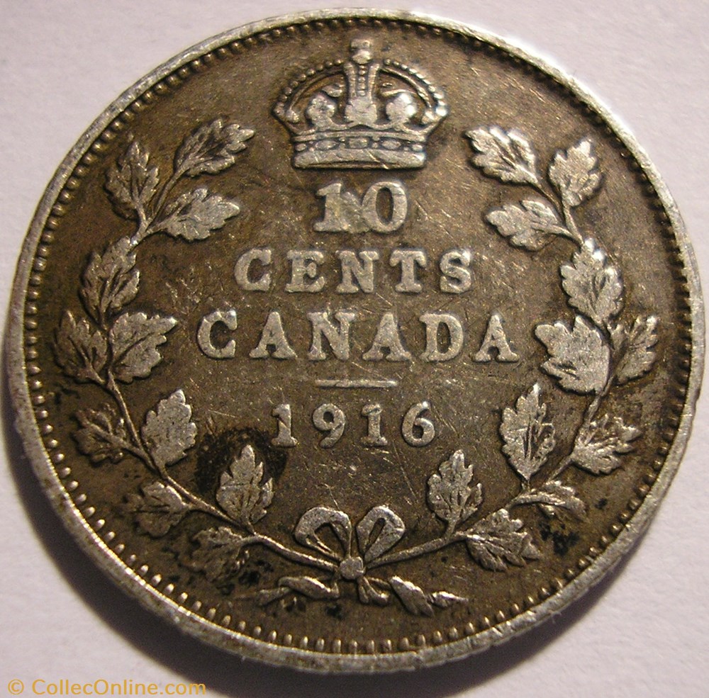 George V - 10 Cents 1916 2 monnaie monde canadum george v 10 cents 1916