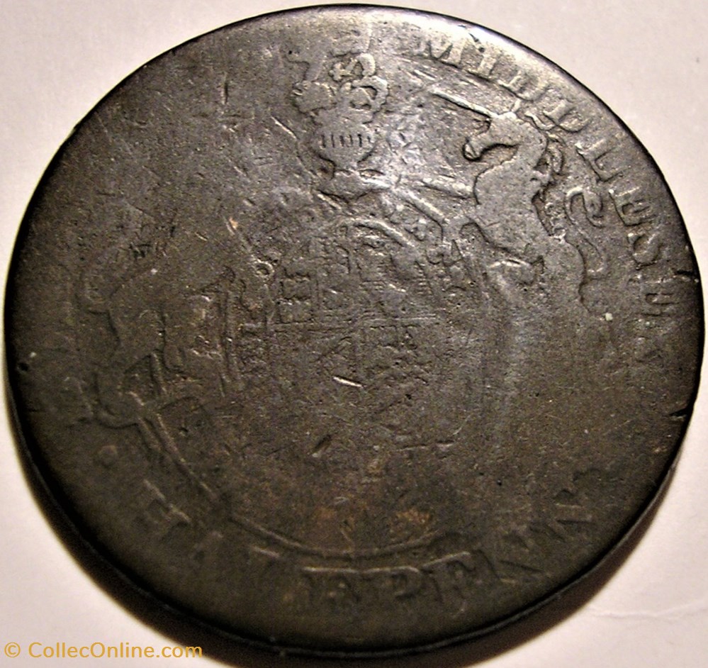 1787-1797 HalfPenny - George, Prince of Wales, Middlesex, England monnaie monde royaume uni 1787 1797 halfpenny george prince of wales middlesex england