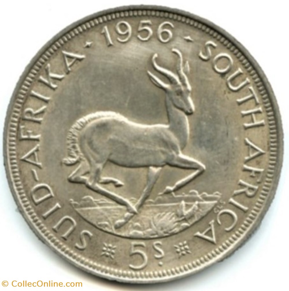 Elizabeth II - Five Shillings 1956 - Pretoria, South Africa monnaies monde afrique du sud elizabeth ii five shillings 1956 pretoria south africa