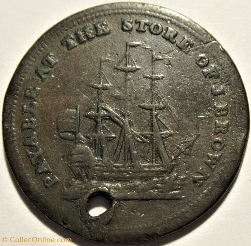 John Brown store - HalfPenny Token (1815) - Halifax, Nova Scotia monnaies monde canada john brown store halfpenny token 1815 halifax nova scotia