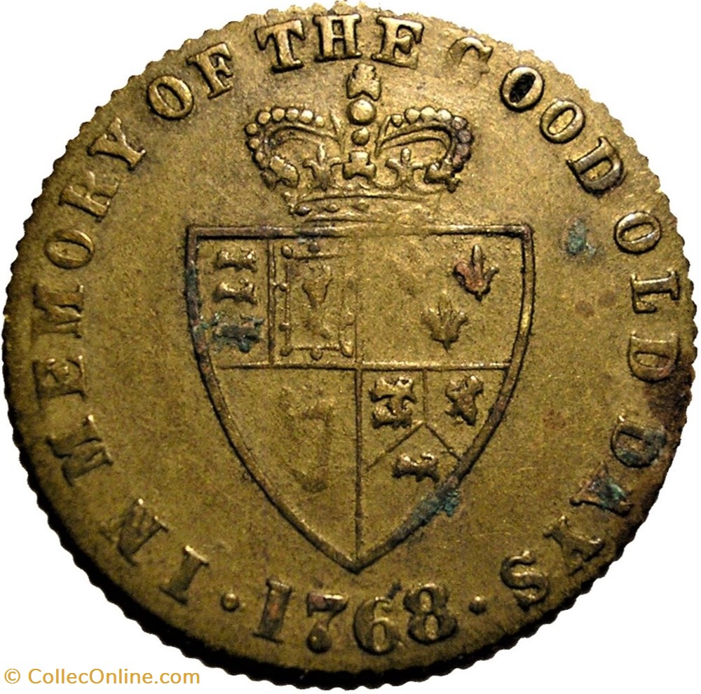 George III - 1768 Half Spade Guinea Token imitation, Great Britain monnaies paranumismatique jetons poids george iii 1768 half spade guinea token imitation great britain