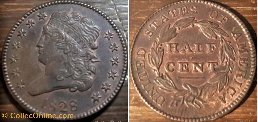 1828 Classic Head Half Cent 5 monnaies monde etats unis 1828 classic head half cent