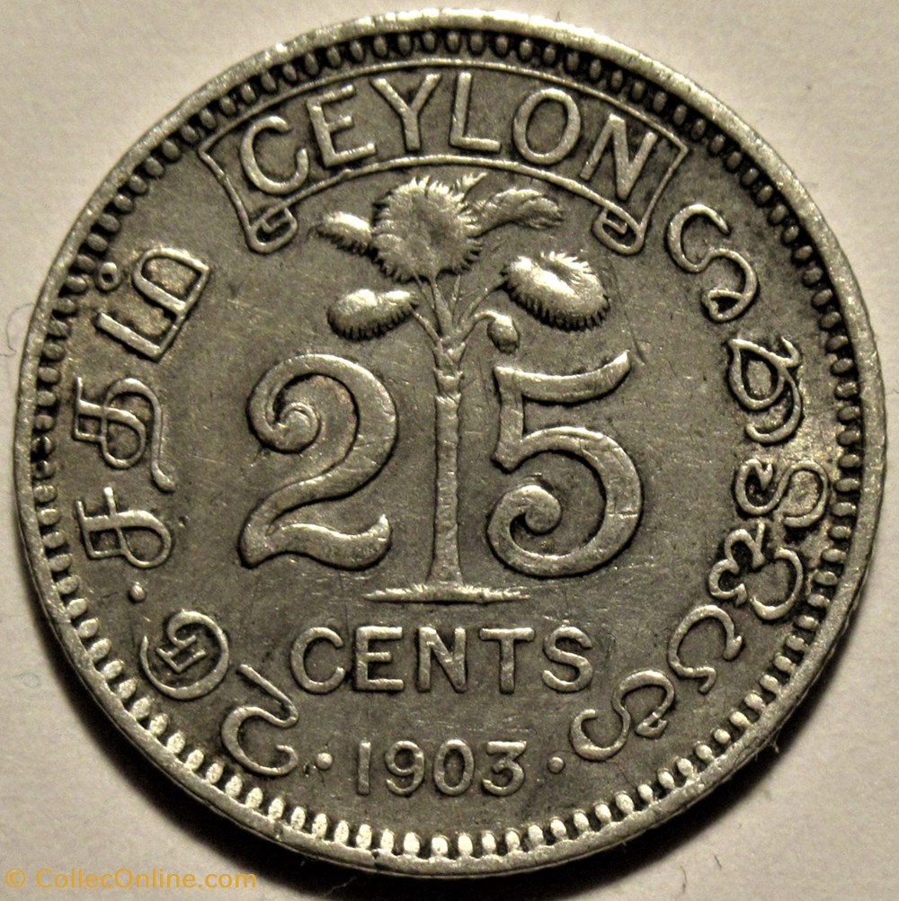 monnaies monde sri lanka edward vii 25 cents 1903 ceylon