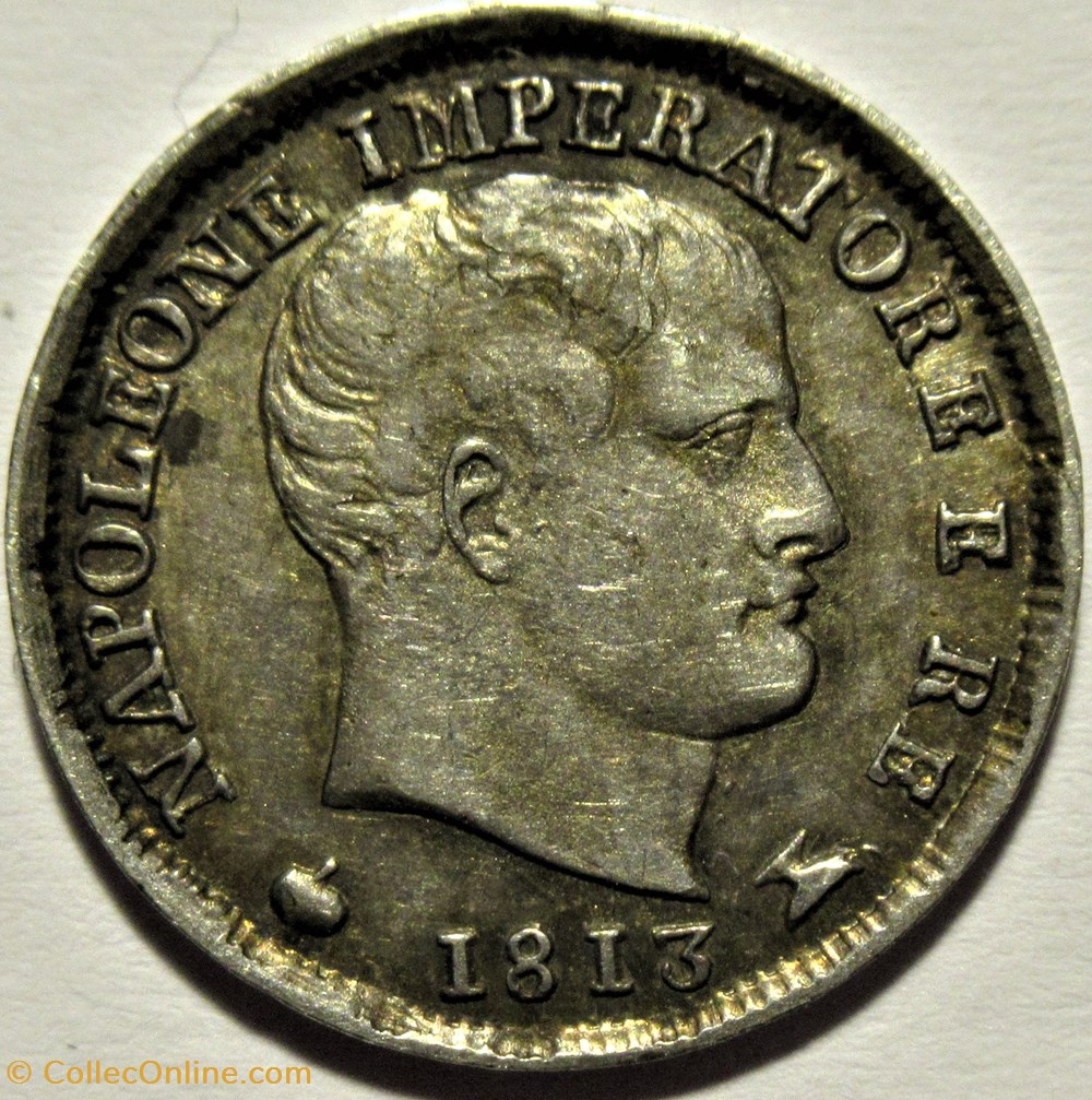 1813 Regno d'Italia, 5 Soldi - Napoleone I 2 monnaies monde italie 1813 regno italia 5 soldi napoleone i