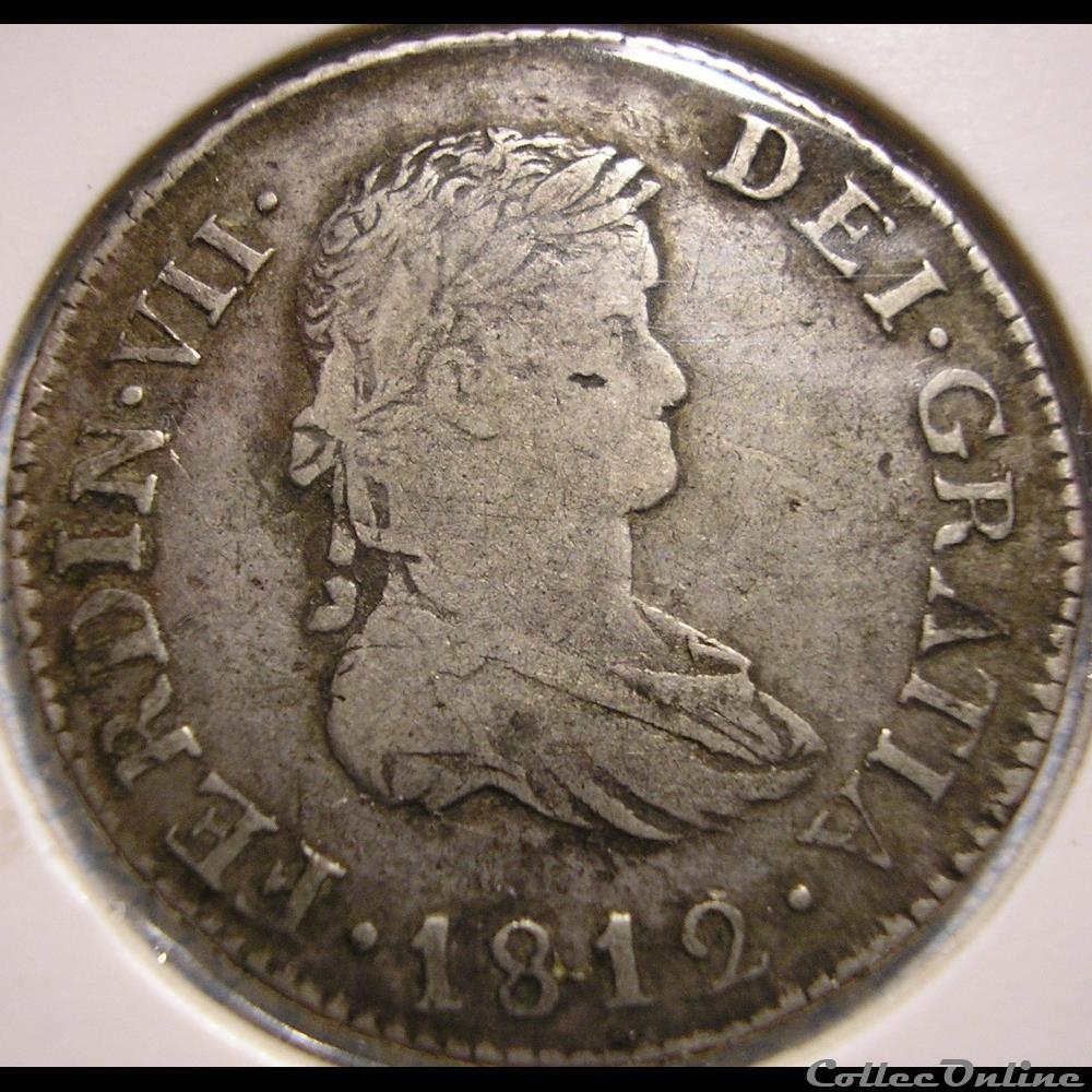1812 Cataluña - 2 Reales - Fernando VII de España monnaies monde espagne 1812 cataluna 2 reales fernando vii de espana