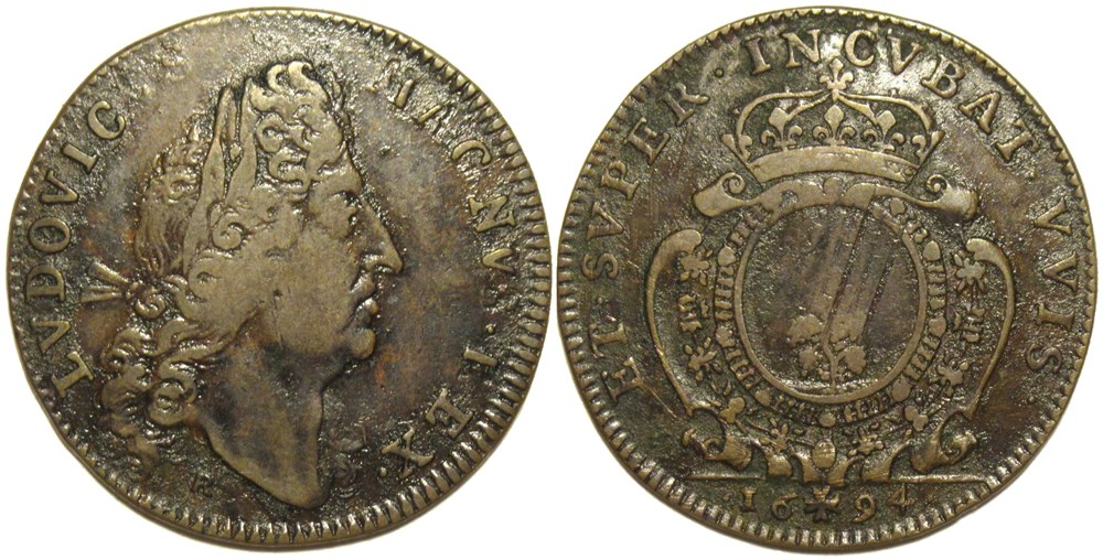 Louis XIV - 1694 Jeton, "Et Super Incubat Uvis" monnaies paranumismatique jetons poids louis xiv 1694 jeton et super incubat uvis