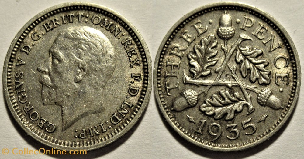 George V - 3 Pence 1935 - UK (ex.2) monnaies monde royaume uni george v 3 pence 1935 uk ex 2