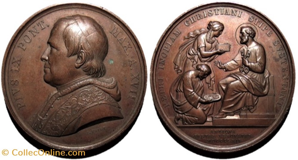 medailles etat de la cite du pope pivs ix renewed piety saint peter medal 1862 vatican