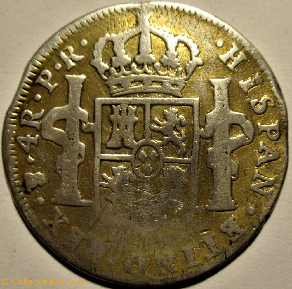 4 Reales (Gilded) 1777 Potosi - Carlos III 3 monnaies monde bolivie 4 reales gilded 1777 potosi carlos iii