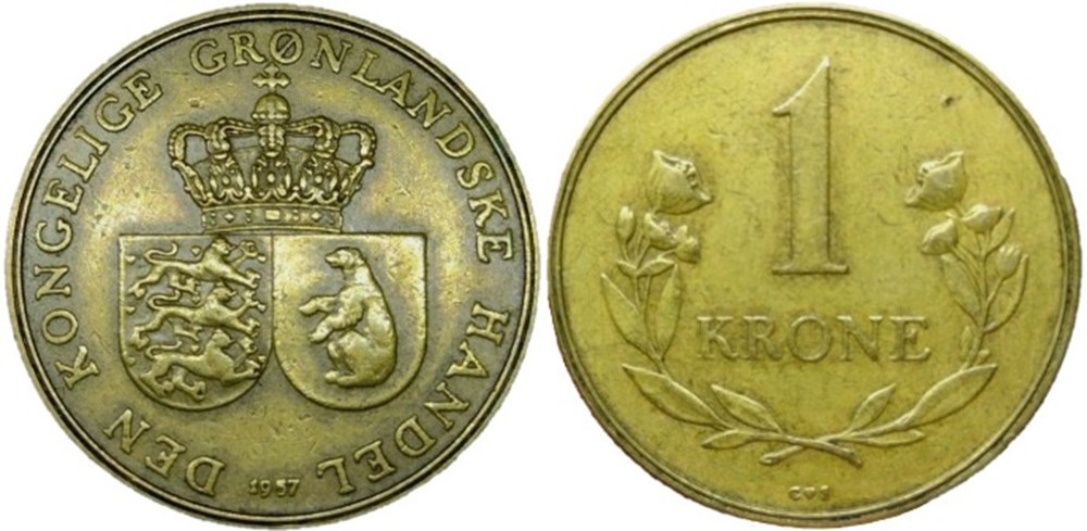 monnaies colonies danoises frederik ix of denmark 1 krone 1957 greenland