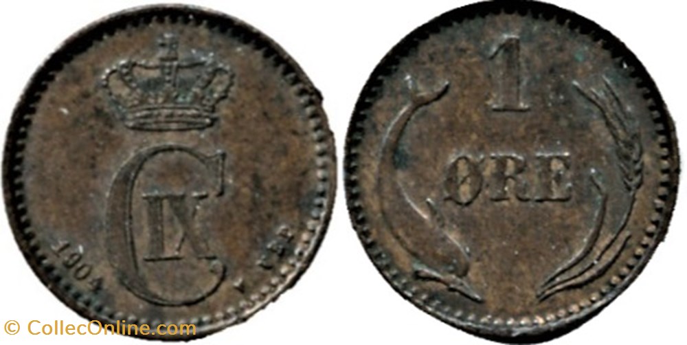 Christian IX Denmark - 1 Øre 1904 monnaies monde danemark christian ix denmark 1 re 1904