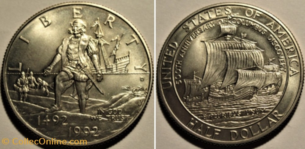 Columbus Quincentenary 1492-1992 - Half Dollar 1992 Denver monnaies monde etats unis columbus quincentenary 1492 1992 half dollar 1992 denver