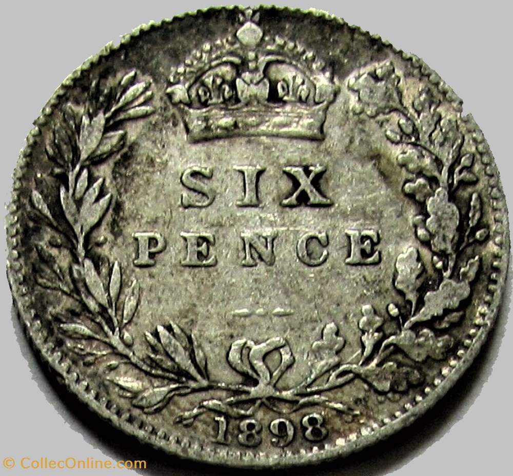 Victoria - Sixpence 1898 Kingdom of Great Britain 3 monnaies monde royaume uni victoria sixpence 1898 kingdom of great britain