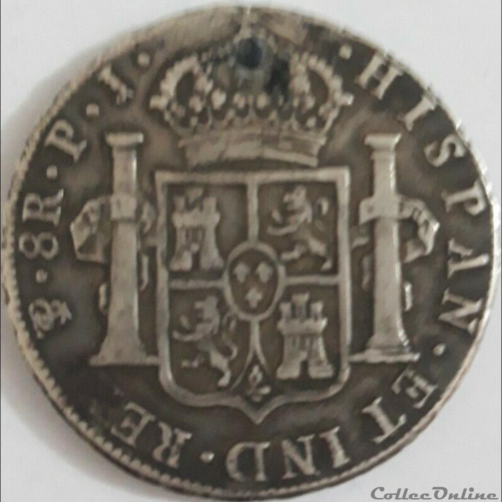 8 Reales 1808 Potosi - Carlos IV de España monnaies monde bolivie 8 reales 1808 potosi carlos iv de espana