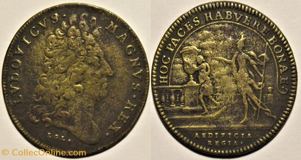 Louis XIV - c.1698 Jeton des Bâtiments du Roi monnaies paranumismatique jetons poids louis xiv c 1698 jeton des batiments du roi