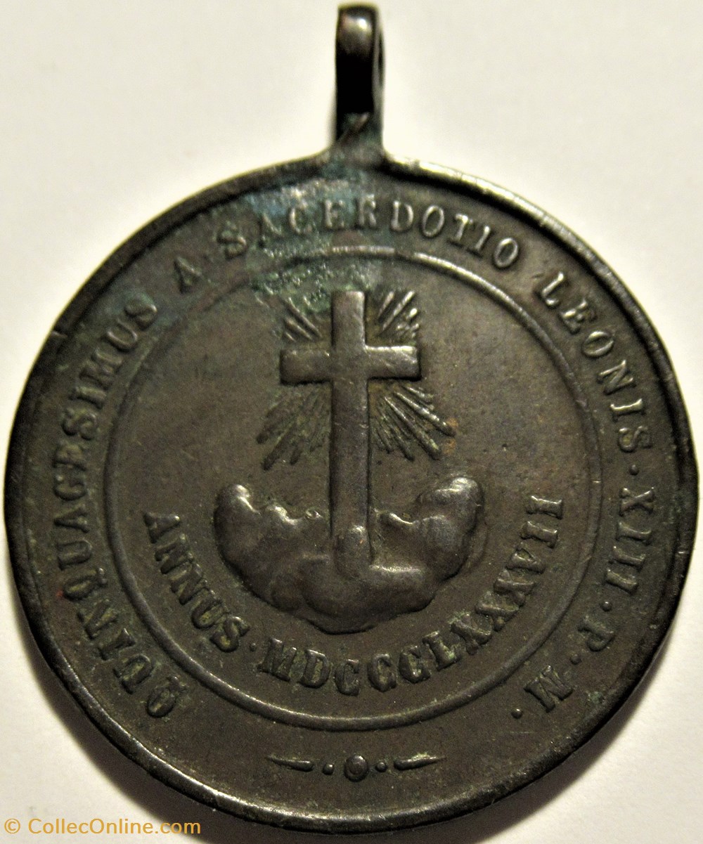 medailles etat de la cite vatican pape leon xiii 1887 medaille du 5eme anniversaire du pontificat rome