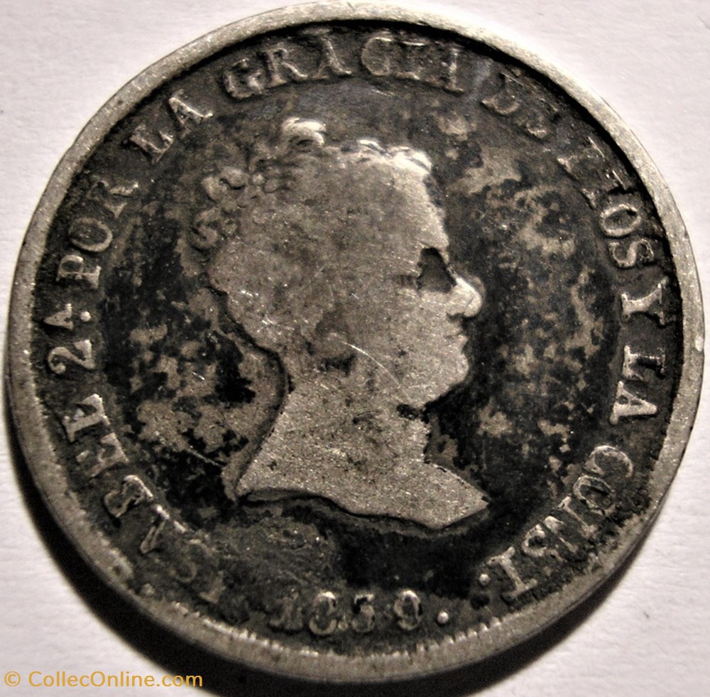 1850 Sevilla - 2 Reales - Isabel II de España 2 monnaies monde espagne 1850 sevilla 2 reales isabel ii de espana