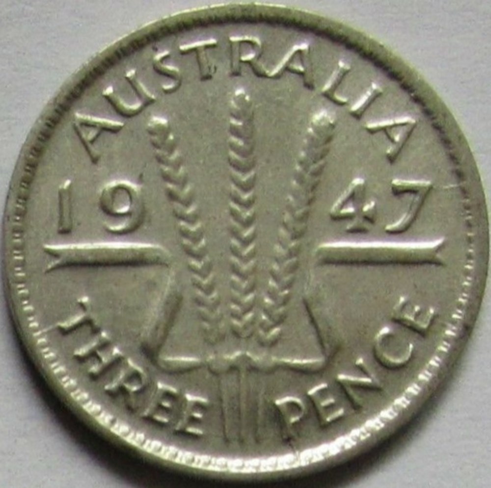 George VI - 3 Pence 1947- Australia monnaies monde australie george vi 3 pence 1947 australia