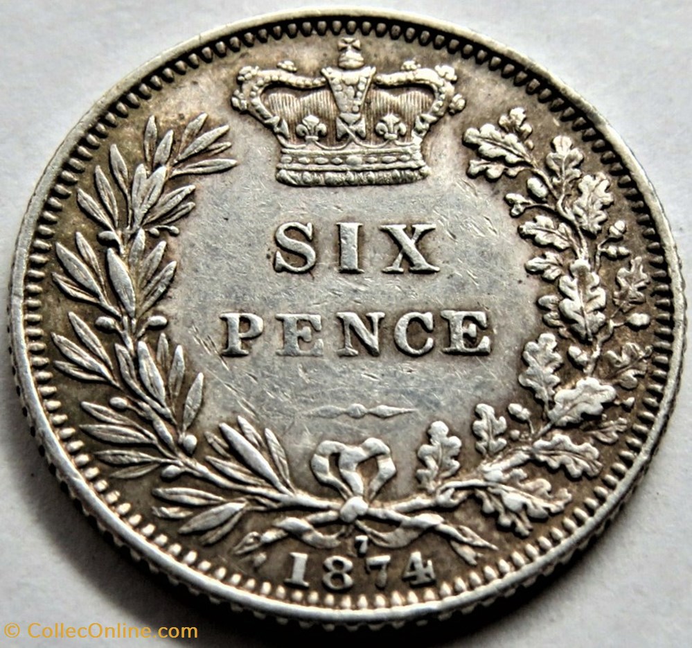 Victoria - Sixpence 1874 Kingdom of Great Britain 3 monnaies monde royaume uni victoria sixpence 1874 kingdom of great britain