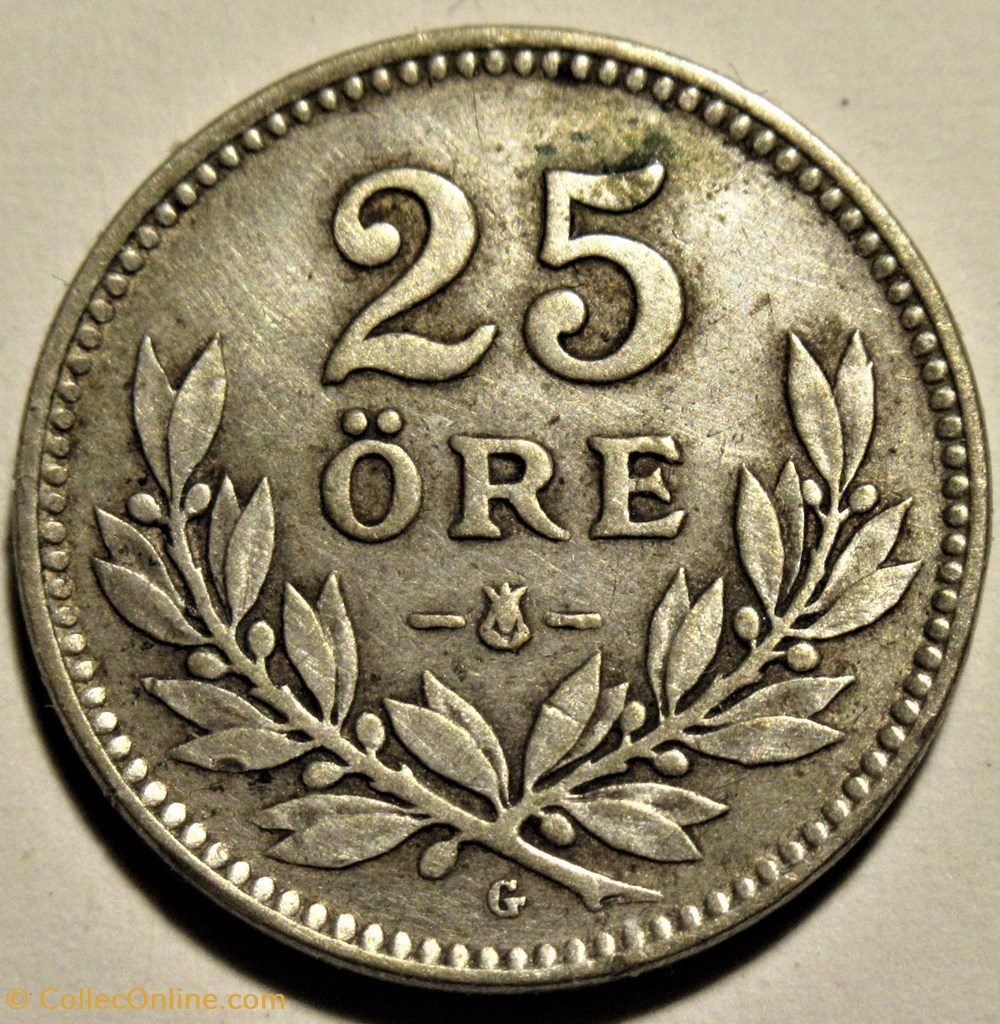 Gustaf V of Sweden - 25 Öre 1930 3 monnaies monde suede gustaf v of sweden 25 ore 1930