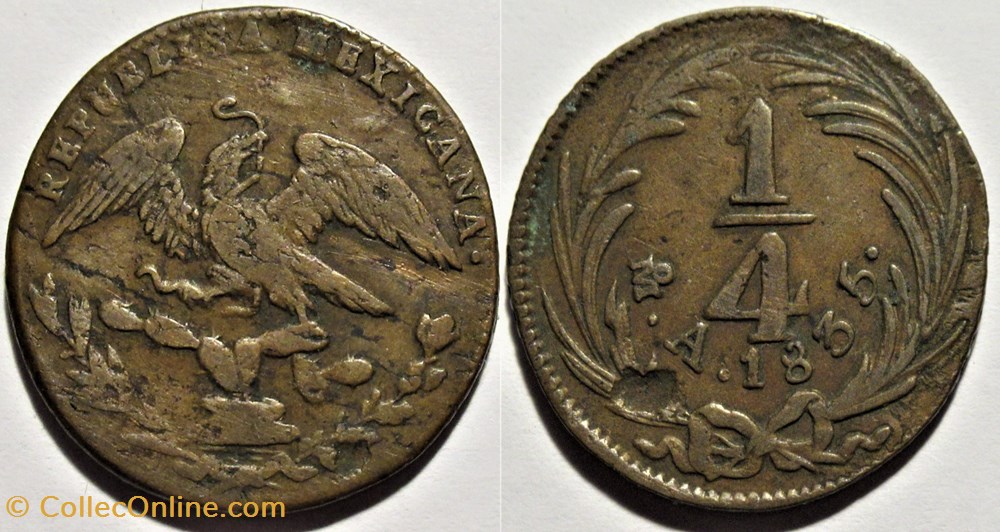 monnaies monde mexique mexico 1 4 real 1835 1st republic