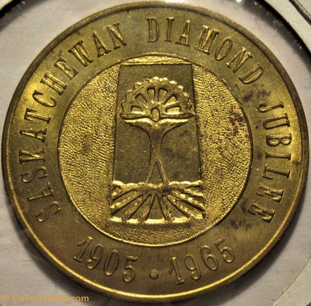 Saskatchewan Diamond Jubilee Token, 1905-1965 2 monnaies monde canada saskatchewan diamond jubilee token 1905 1965