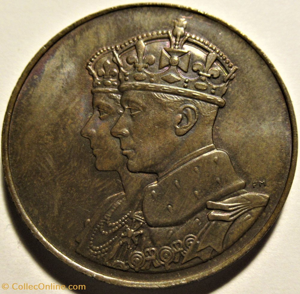 George VI & Elizabeth - 1939 Royal Visit Canada, Medal LM Bronze 2 monnaies jetons mereaux george vi elizabeth 1939 royal visit canada medal lm bronze