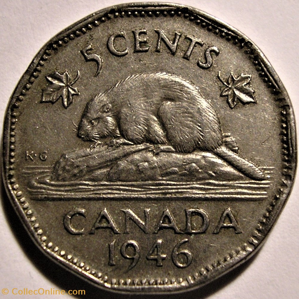 George VI - Five Cents 1946 monnaie monde canadum george vi five cents 1946