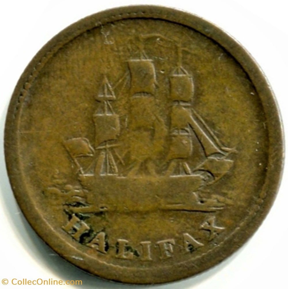George III - HalfPenny Token, 1815 Halifax 3 monnaies monde canada george iii halfpenny token 1815 halifax