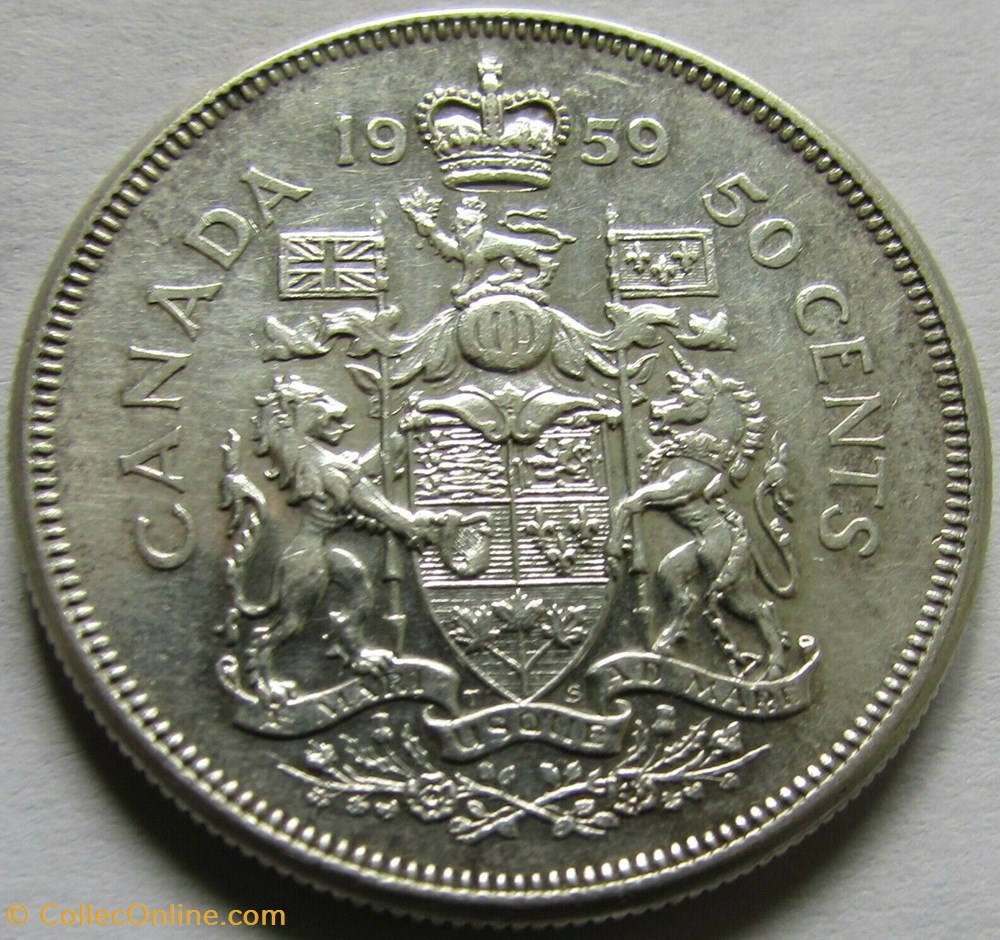 Elizabeth II - 50 Cents 1959 monnaies monde canada elizabeth ii 50 cents 1959