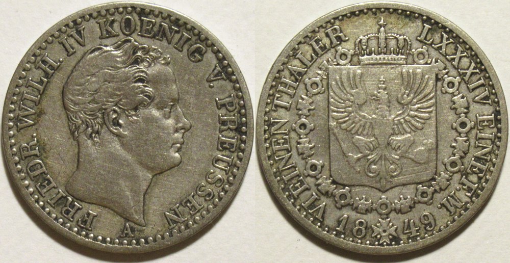 Friedrich Wilhelm IV - 1/6 Thaler 1849 Berlin, Kingdom of Prussia monnaies europe medievale saint empire romain germanique friedrich wilhelm iv 1 6 thaler 1849 berlin kingdom of prussia