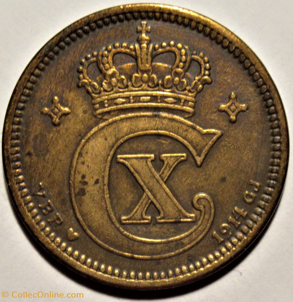Christian X Denmark - 5 Øre 1914 monnaies monde danemark christian x denmark 5 re 1914