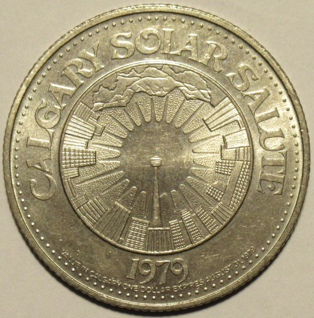 Calgary, Alberta - One Stampede Dollar 1979 - Calgary Solar Salute monnaies paranumismatique jetons poids calgary alberta one stampede dollar 1979 calgary solar salute