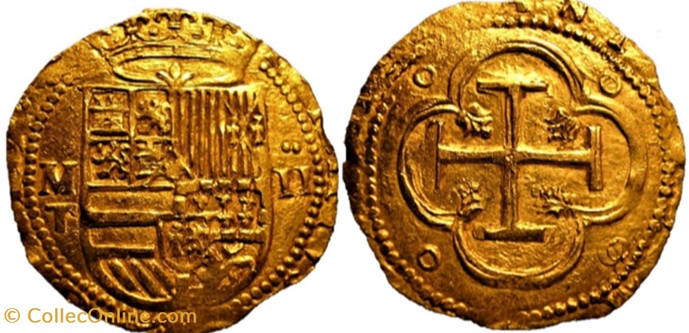 monnaies monde espagne felipe ii ca 1556 1588 2 escudos toledo