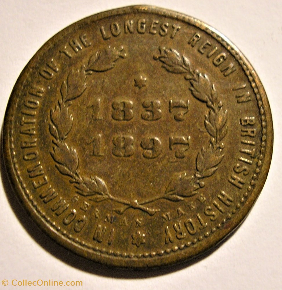 Queen Victoria - Longest Reign Commemorative Token 1837-1897 3 monnaie jeton mereaux queen victoria longest reign commemorative token 1837 1897