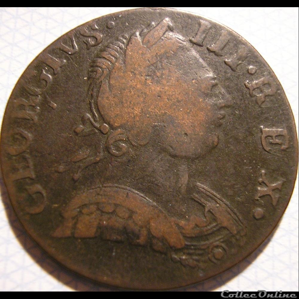 1775 Half Penny No Regal - George III of Great Britain