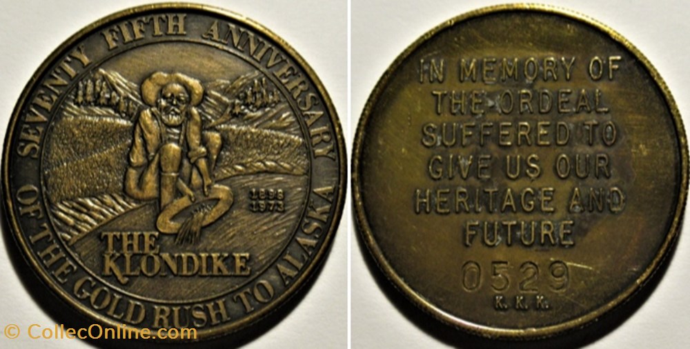 Klondike Gold Rush to Alaska - Anniversary Token 1898-1973 monnaies jetons mereaux klondike gold rush to alaska anniversary token 1898 1973